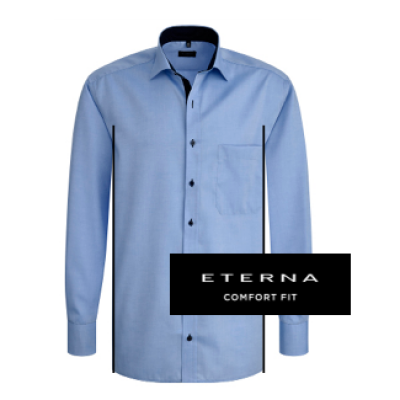 Pohodlný rovný střih košile Comfort Fit ETERNA pro muže s břichem