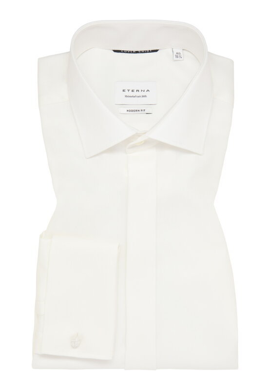 Svatební ETERNA Modern Fit krémová neprosvítající košile dlouhý rukáv Rypsový kepr Non Iron 100% bavlna Francouzská manžeta 