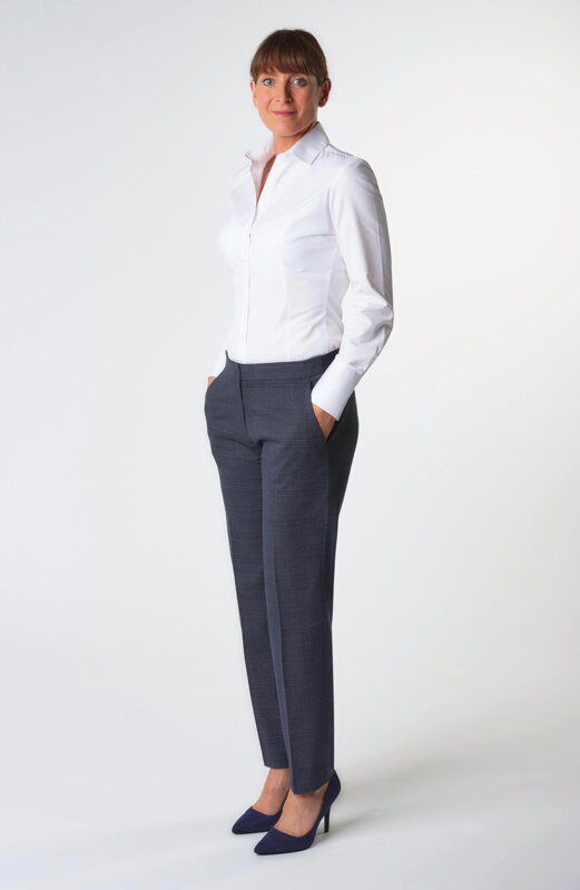 Dámské kalhoty Stella se vzorem úzký střih Brook Taverner Nezakončená délka 91 cm